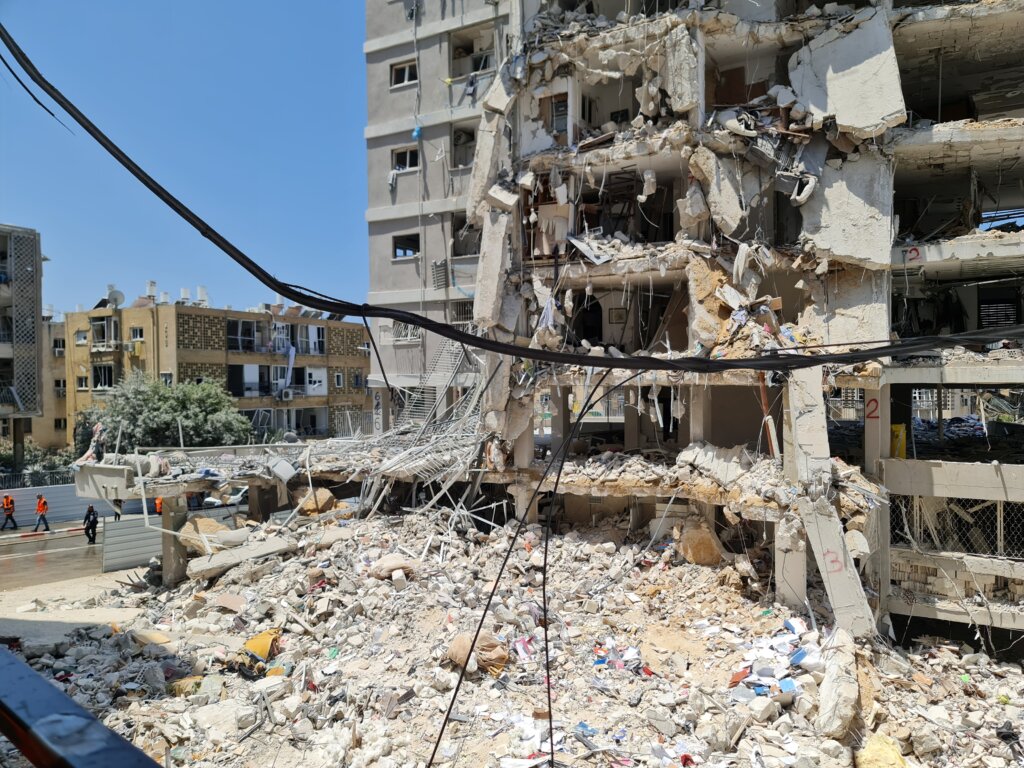 Devestated apartment building in Bat Yam from the Iran attack on Israel