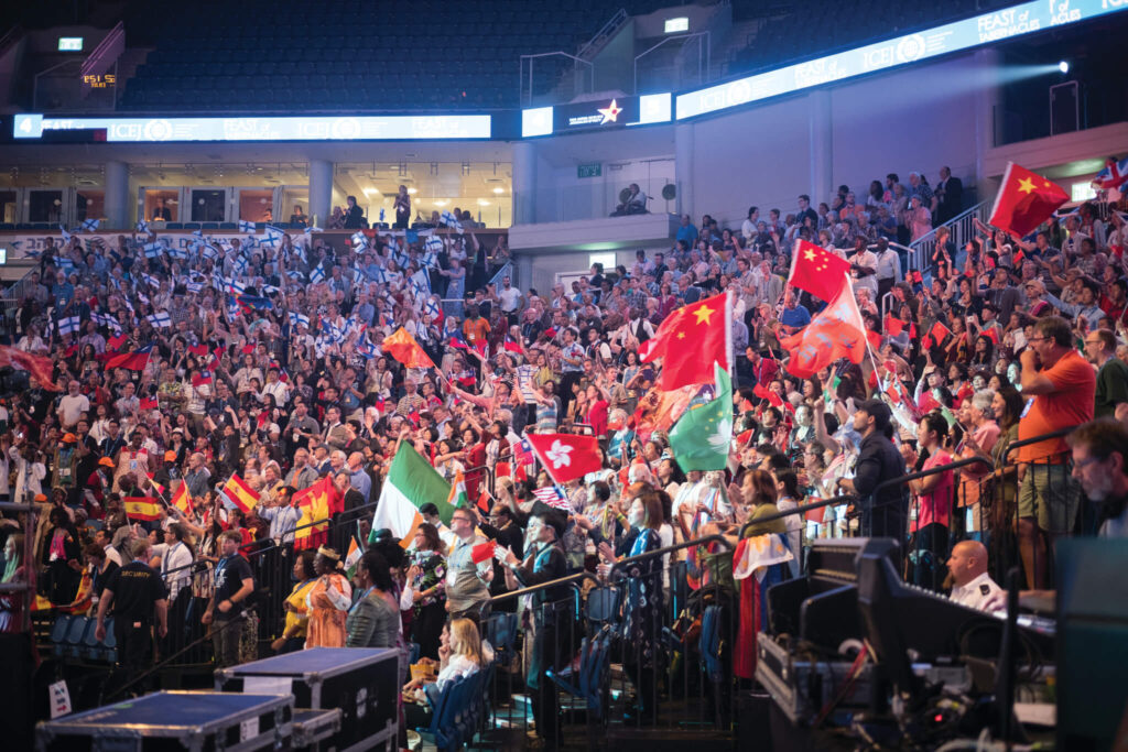 Pilgrims wave their national flags as a representation of the nations. Feast of Tabernacles. zechariah’s prophetic visions