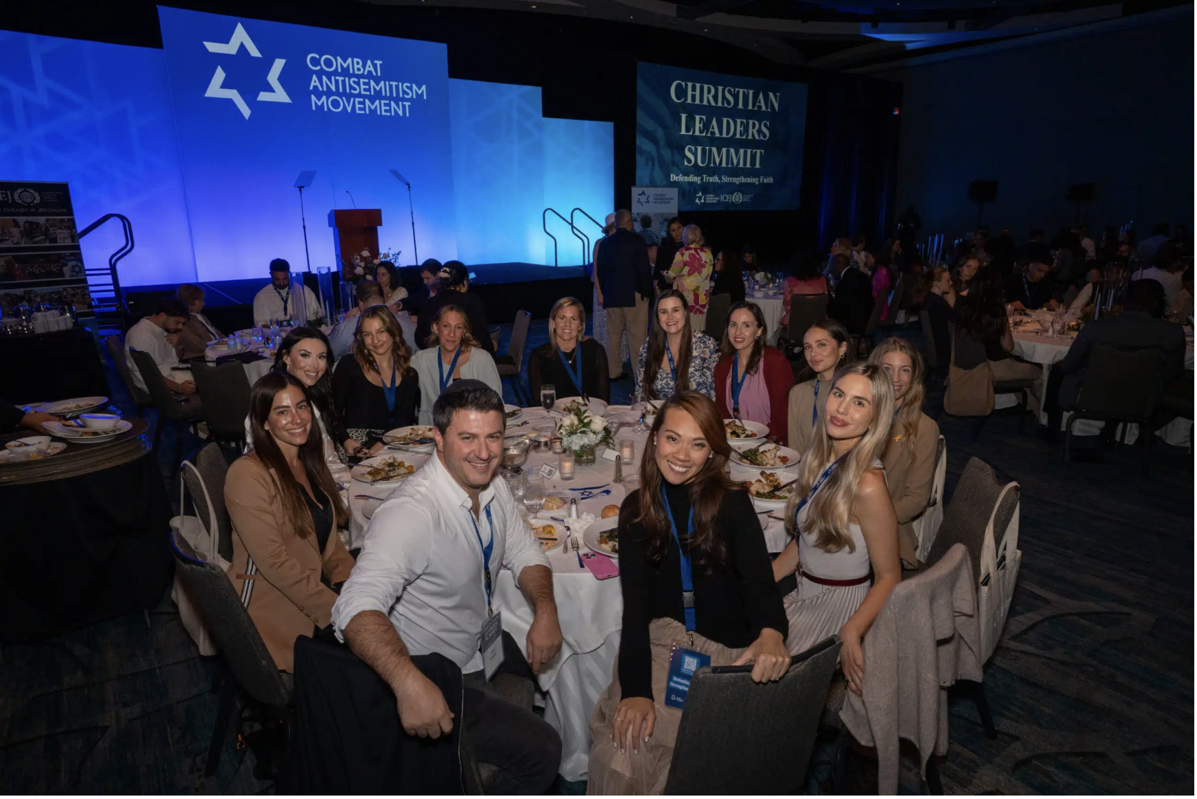 A filled table of young Christian leaders who support Israel at the Christian Leadership Summit