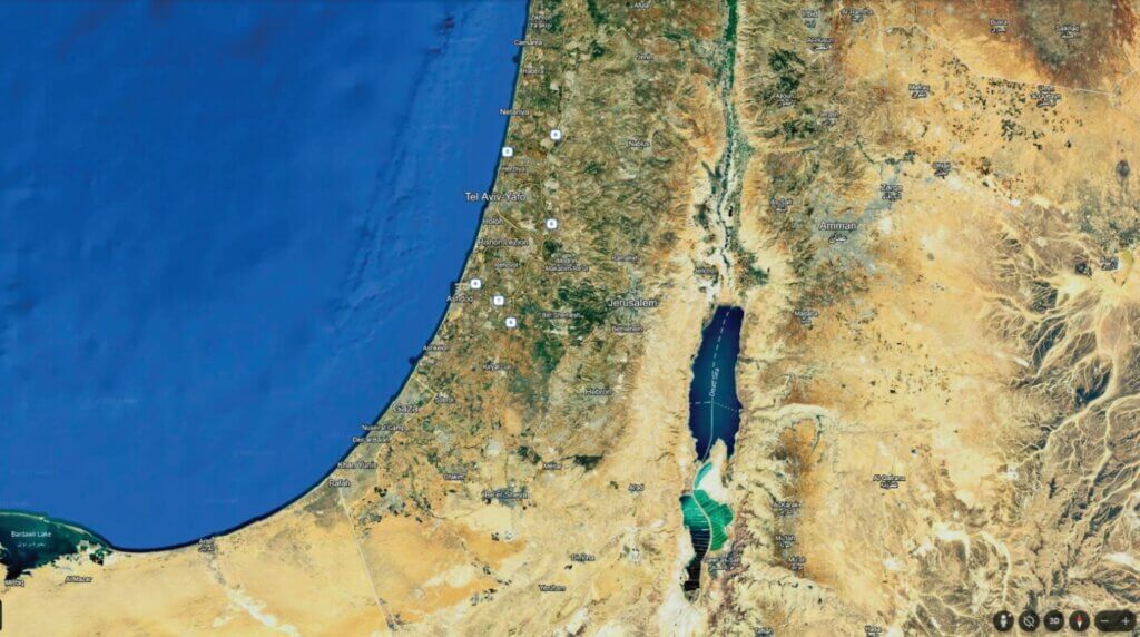 A snapshot from Google Earth shows the greening of Israel’s desert