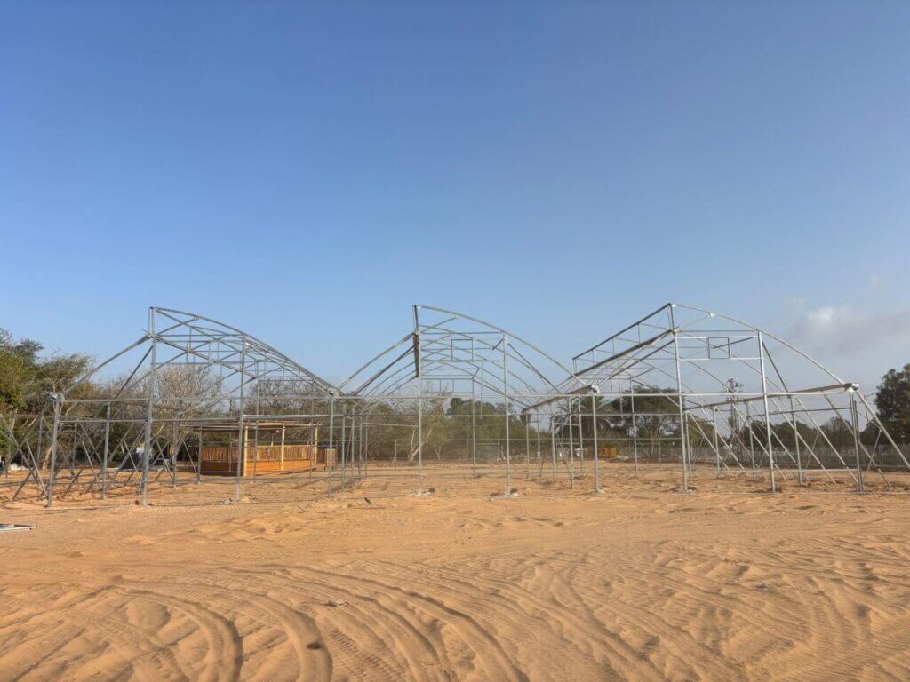 The beginning of construction for the greenhouses