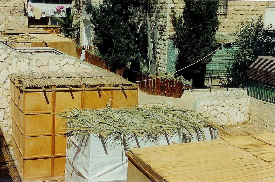 A sukkah in Jerusalem during the Feast of Tabernacles