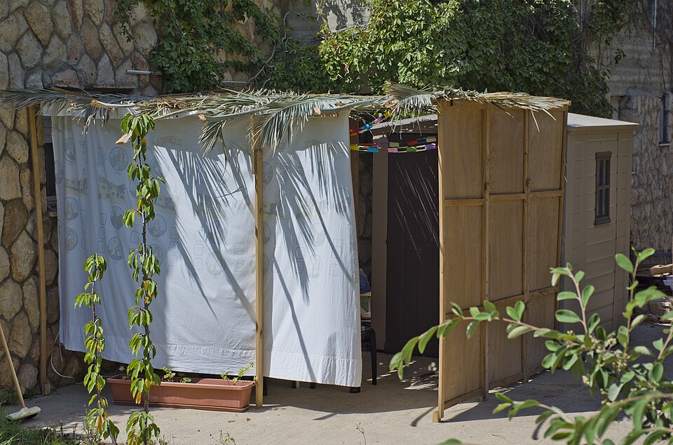 A sukkah in Jerusalem during the Feast of Tabernacles