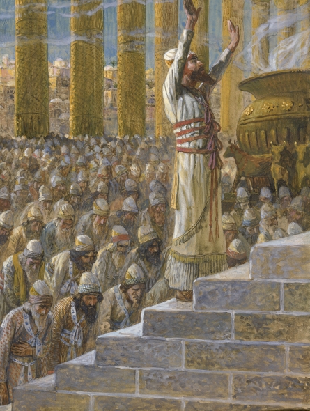 A Jewish high priest worshiping God at the Feast of Tabernacles in the temple