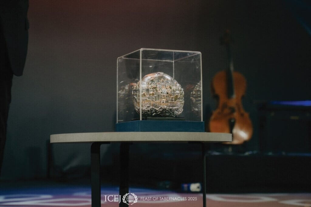 The Nehemiah Award on stage in it's case