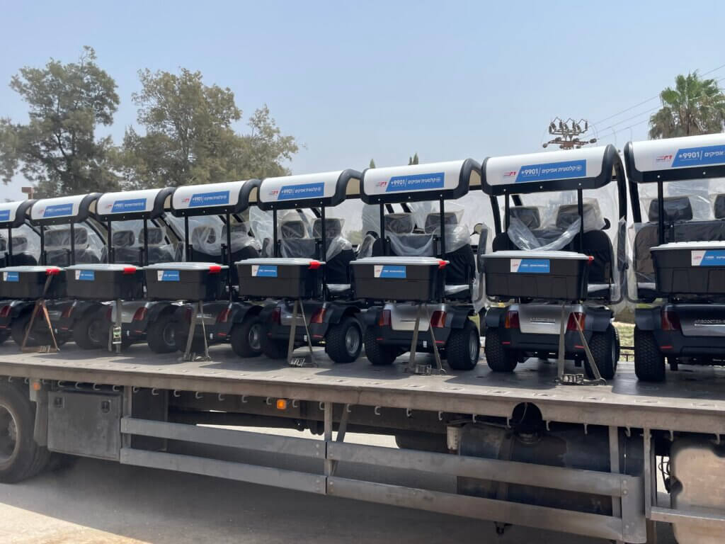 ICEJ donated two golf cart caddies to survivors at Ein HaShosha