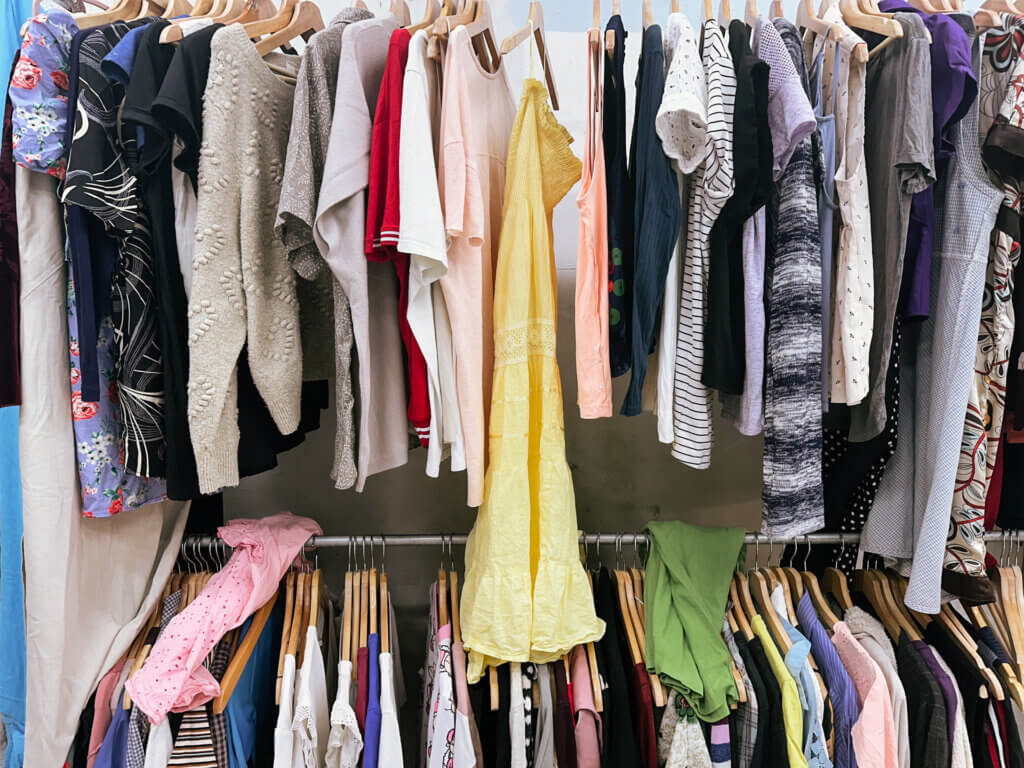 Photo shows donated closet at the Red Carpet