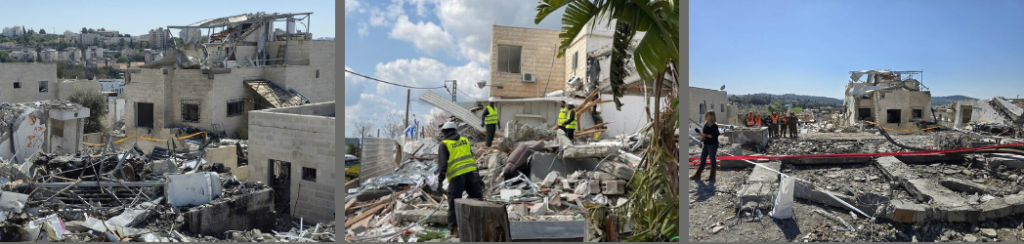 Amid rubble left by an Iranian missile strike in Beit Shemesh, Israel defiantly rebuilds. Support the victims, help Israel recover.