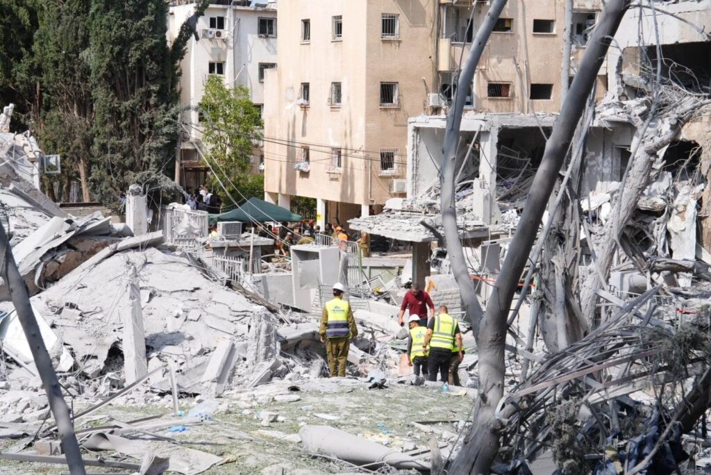 Exterior destruction of an Israeli special-needs building for children